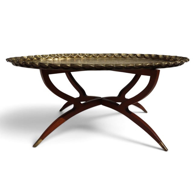 Islamic Ottoman with Brass Table Tray, 1950s For Sale - Image 13 of 18