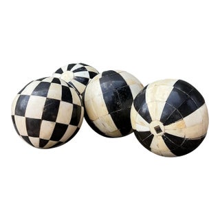 Vintage Decorative Tessellated Stone Spheres - Set of 4 For Sale