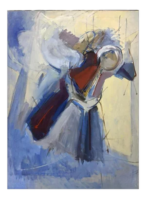 Large 1990s "Whirling Dervish" Abstract Oil Painting by Jane Crow