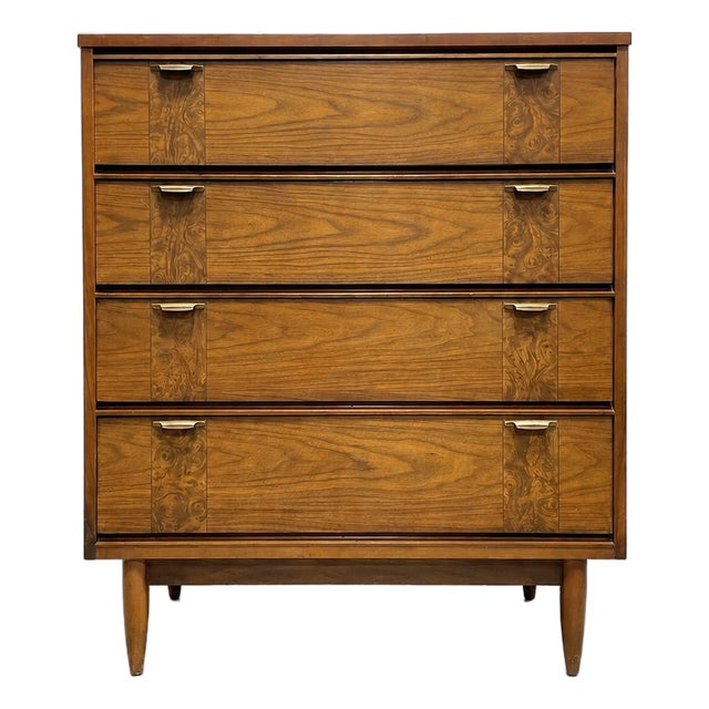 Mid Century Modern Walnut Dresser / Highboy, C. 1960's For Sale