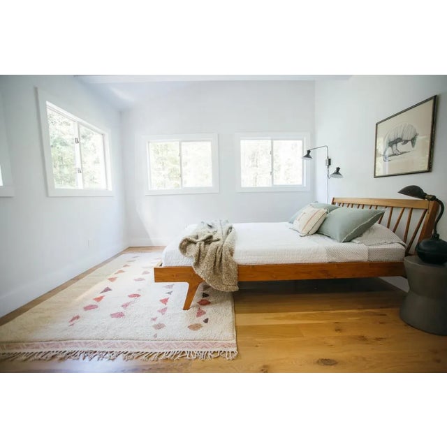 Natural White Moroccan Wool Rug With Beige, Rose, Indian Red, Eggplant & Dusty Rose - 5x7 Ft For Sale - Image 10 of 11