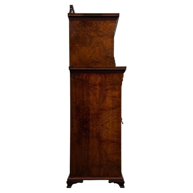 Metal Antique English Walnut Narrow Display Cabinet, 1800s For Sale - Image 7 of 12
