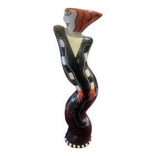 Vintage Woman Candleholder by Paloma Picasso Pottery Hand Painted For Sale