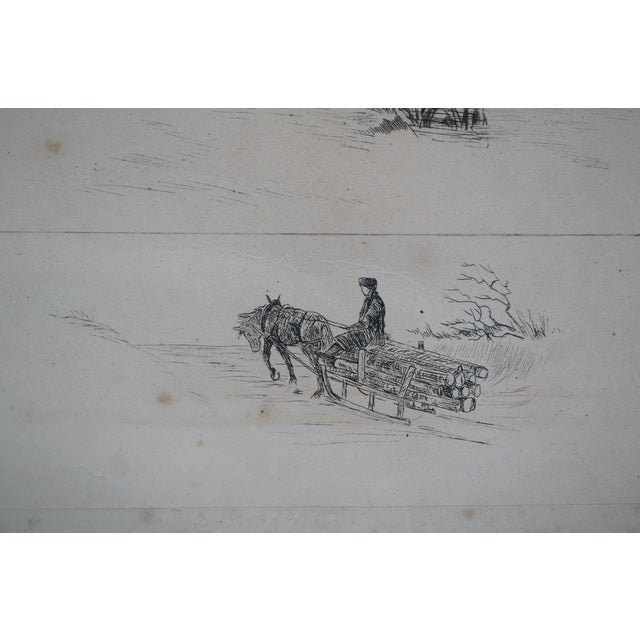 Antique George William Bohde Signed Barn Pond Landscape Etching 31" For Sale - Image 10 of 12