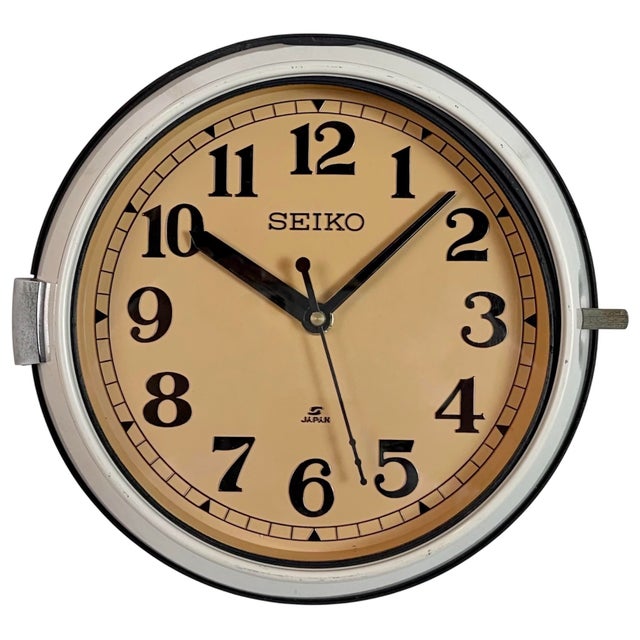 Vintage Beige Ships Wall Clock from Seiko, 1970s For Sale - Image 18 of 18
