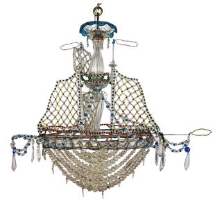 Boat Chandelier with Glass Beads, 1950s For Sale