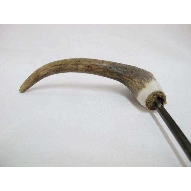 Carved Deer Antler Grim Reaper Face Hidden Blade Folk Art Walking Stick Cane For Sale - Image 9 of 12