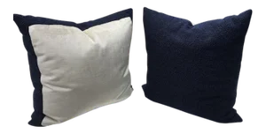 Custom Navy Curly Boucle Pillows - A Pair
