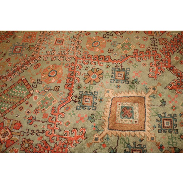 Early 20th Century Zabihi Collection Green Large Irish Donegal Rug - 13'2" x 14'9" For Sale - Image 4 of 12