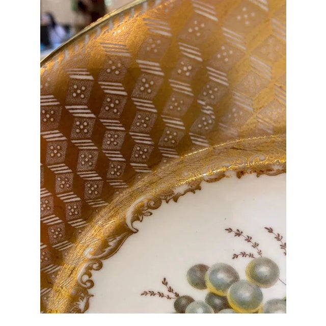 Copeland Set of 10 Antique English Copeland Spode Hand Painted Fruit Plates For Sale - Image 4 of 12