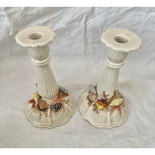 Vintage Fitz & Floyd "Shell" Pillar Holders perfect for a beach themed table scape or coastal vibe. I also have a matching...