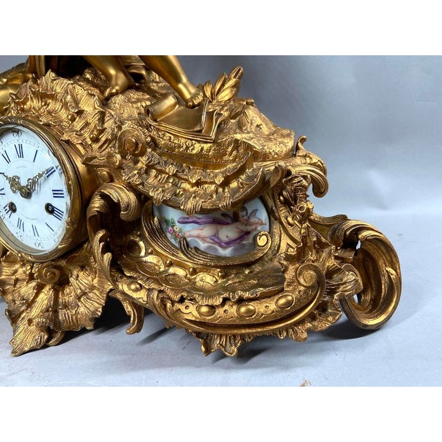 1860s Japy Freres Louis XVI Gold Bronze Sevres Clock For Sale - Image 11 of 18