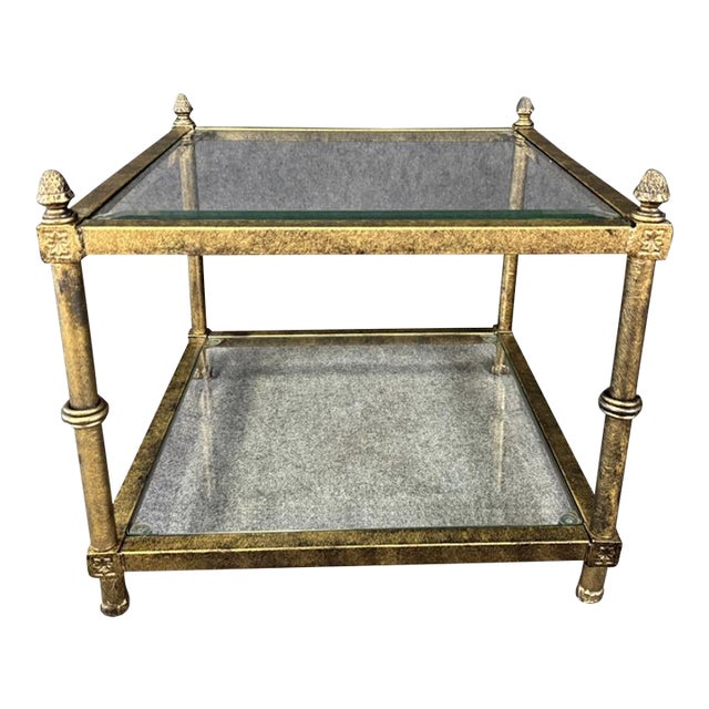 Late 20th Century Petite Metal and Glass Side Table With Paw Feet For Sale