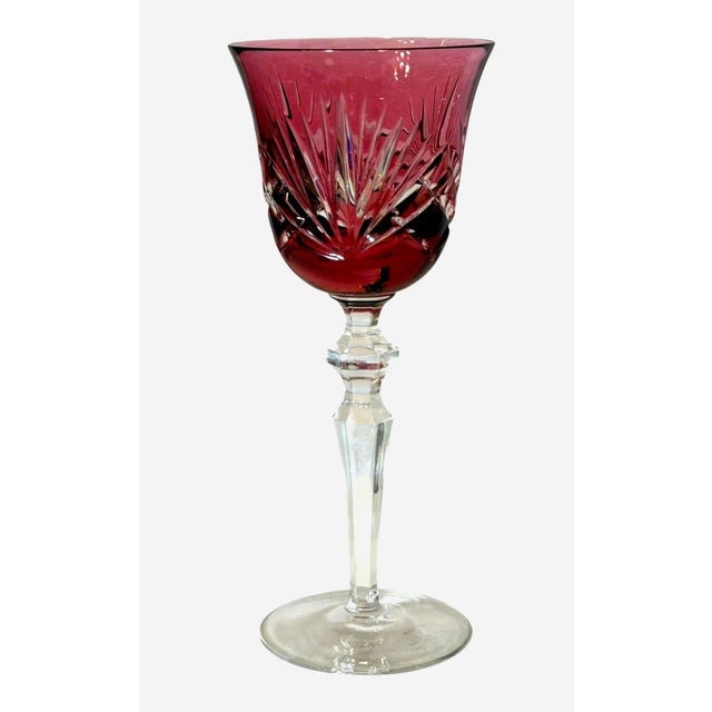 Late 20th Century Nachtmann Nierstein Cranberry Red Cut Crystal Decanter 7 Wine Goblets - 8 pcs For Sale In Dallas - Image 6 of 9
