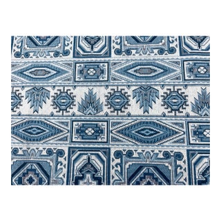 0.6 Yard Remnant Schumacher Crowley Épinglé Fabric 81330 / Blue For Sale