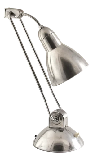 French Art Deco Metal Desk Lamp, 1950s