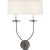 Symmetric Twist Double Sconce in Bronze with Linen Shade Designer: Chapman & Myers Finish: Bronze Height: 20.25" Width:...
