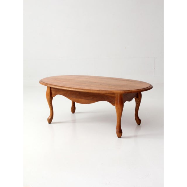 Vintage Oak Oval French Provincial Coffee Table For Sale - Image 9 of 17