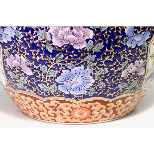 Large Chinese Export White Porcelain "Fish Bowl" Planter With Prunus, Birds and Flowers Chairish