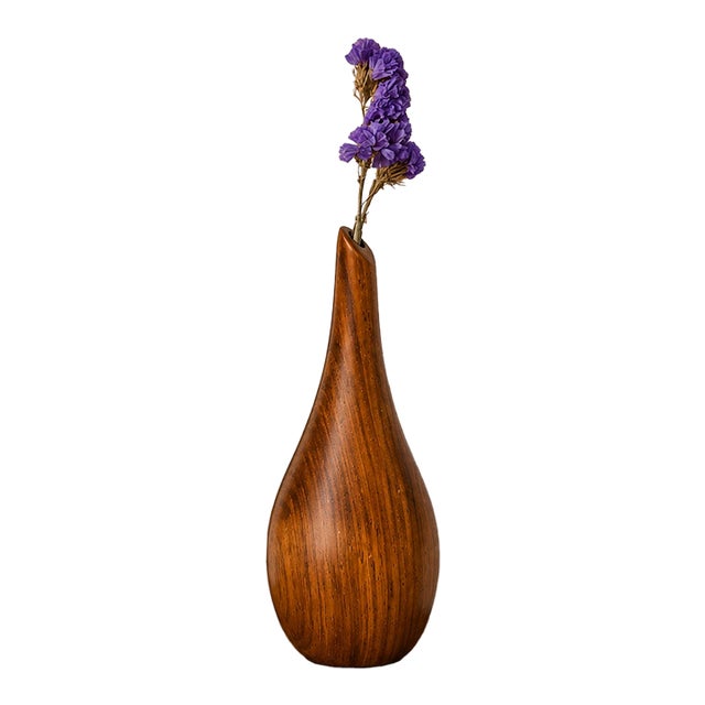 Vintage, Wood Mid Century Vase For Sale