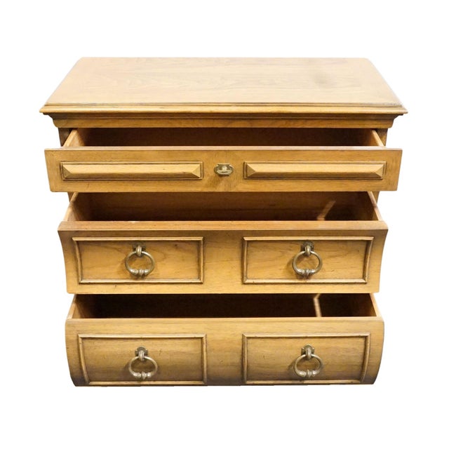 Late 20th Century Thomasville Furniture Madeira Collection Solid Ash Old World 30" Three Drawer Nightstand 16-6255-18 For Sale - Image 5 of 13