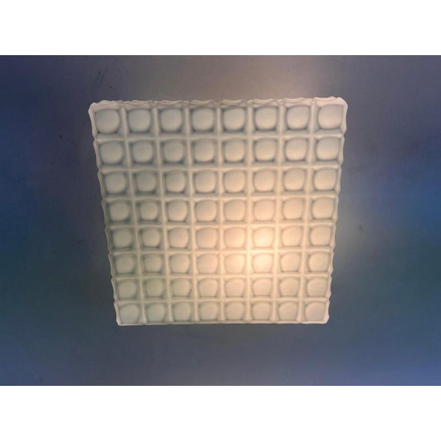 - Vintage milk glass and metal ceiling or wall light, around 1970 - marked by maker - Good condition with some signs of...