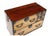 Circa 1900, dovetailed keyaki wood case with iron corner and edge mounts, red stained case with elm drawer fronts and iron...