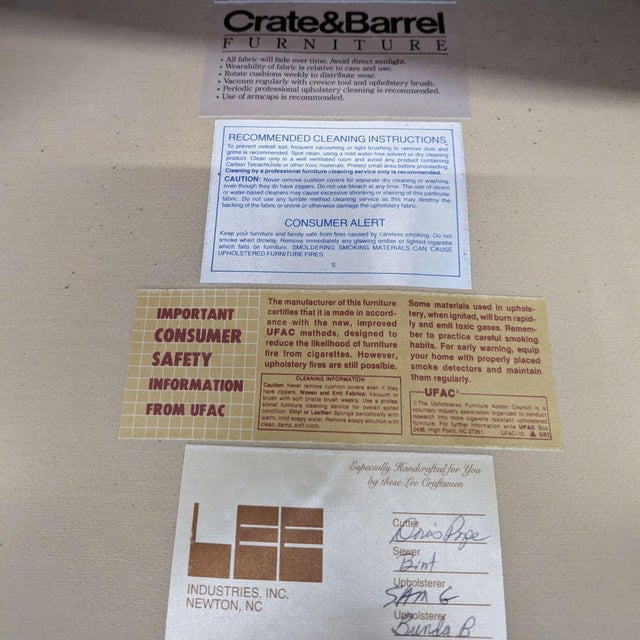 Textile Crate & Barrel Beige Striped Lounge Chair For Sale - Image 7 of 9