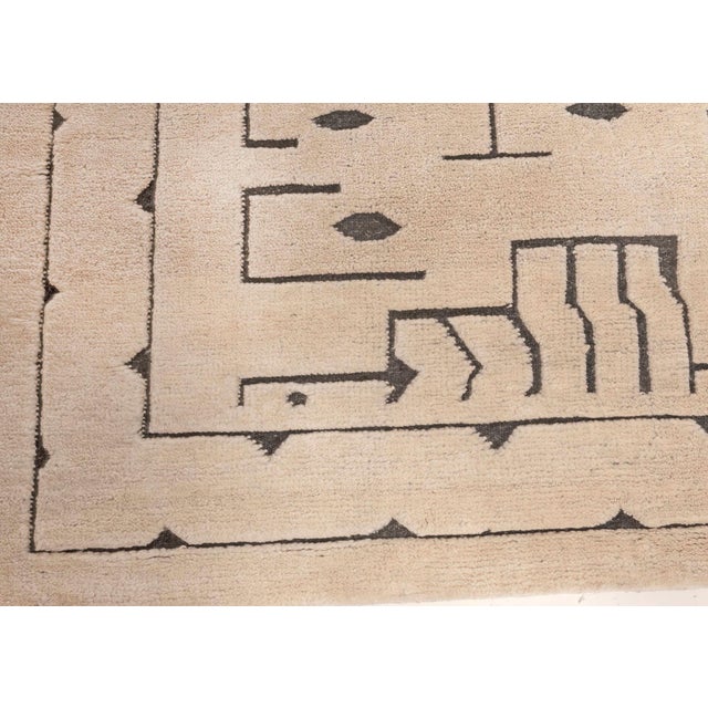 Charcoal Modern Swedish Skvattram Style High-Low Wool Rug by Doris Leslie Blau For Sale - Image 8 of 9