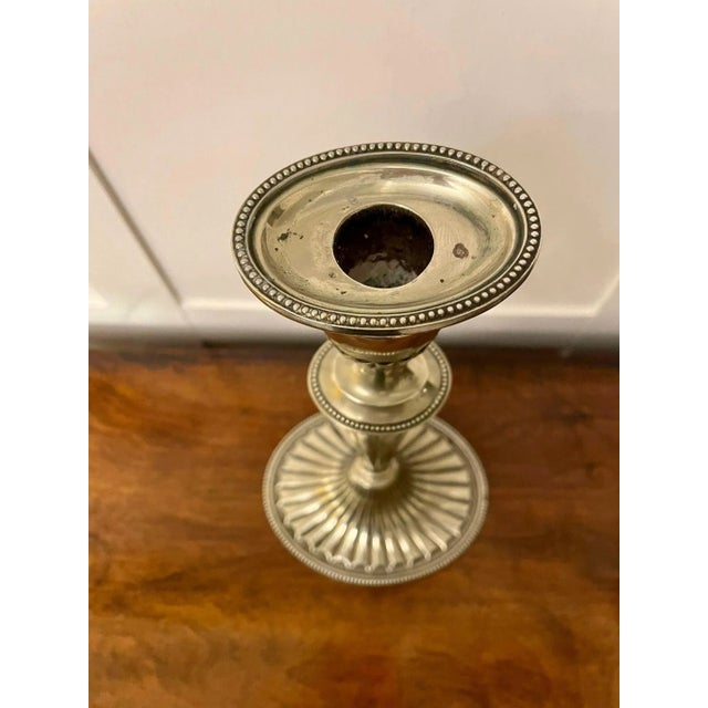 Antique Edwardian Silver Painted Candlesticks, Set of 2 For Sale - Image 5 of 9