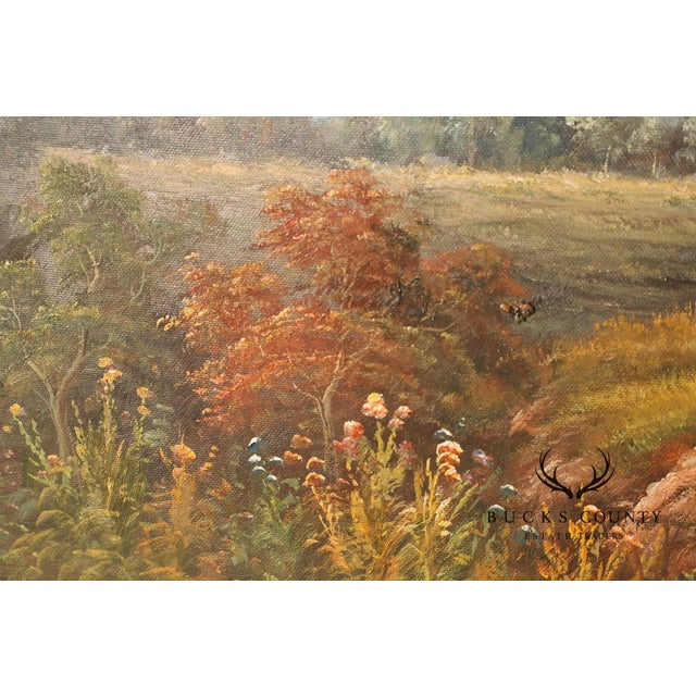 Gold W. Hampton Landscape Painting, Lakeshore For Sale - Image 8 of 18