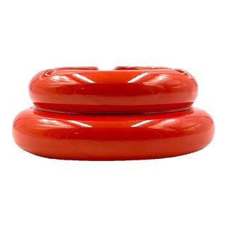 Pino Spagnolo, Large Orange Ceramic Ashtray, Sicart, 1970s For Sale