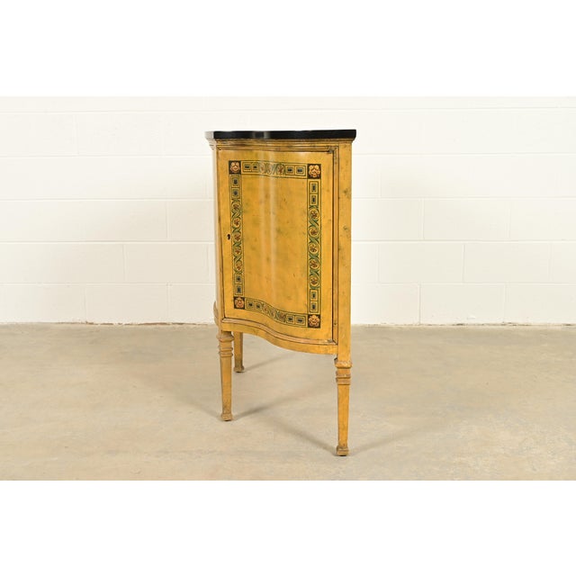 Italian Neoclassical Paint Decorated Demilune Console or Bar Cabinet For Sale - Image 12 of 14