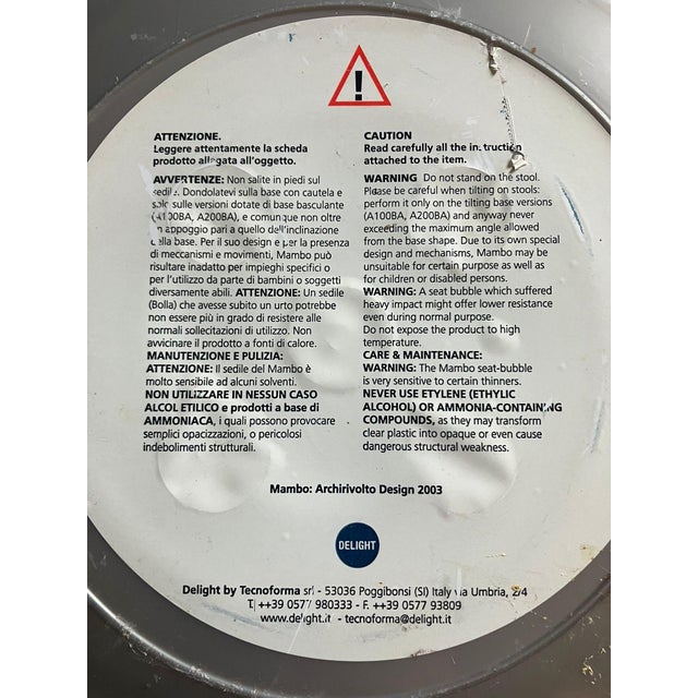 Metal Vintage Italian Mambo Stool with Acrylic Clear Bubble Seat from Delight, 2000s For Sale - Image 7 of 8