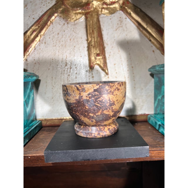 1930s Grand Toiur Style Classical Carved Soapstone Ritual Chalice on the Ebony Base For Sale - Image 5 of 7