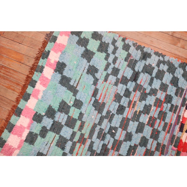Vintage Zabihi Collection Moroccan Checkerboard Runner - 3'2" x 7'6" For Sale In New York - Image 6 of 8