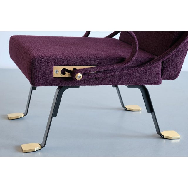 Digamma Armchair in Purple Dedar Fabric & Brass by Ignazio Gardella, 2010s For Sale - Image 12 of 17