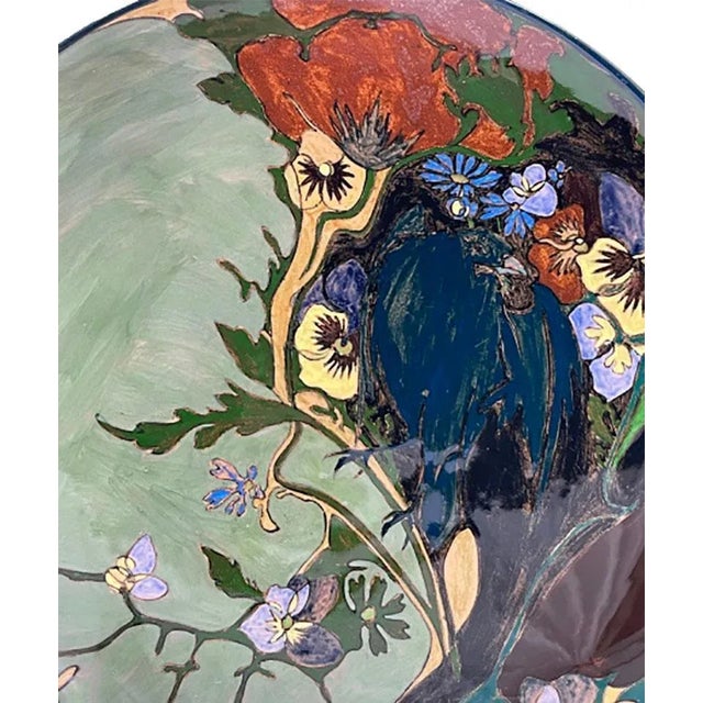 Earthenware Wall Plate with a Raven from Rozenburg, the Hague, the Netherlands, 1902 For Sale - Image 3 of 6