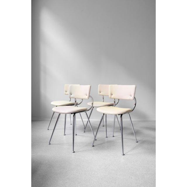 Mid-Century Modern Vintage Italian Chrome Dining Chairs, 1970s, Set of 4 For Sale - Image 3 of 11