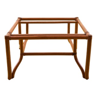 Bamboo Cane and Glass Coffee Table For Sale