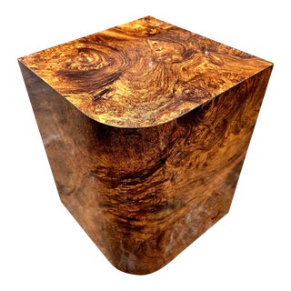 1970s Mid Century Modern Exposed Burl Cube End Table For Sale