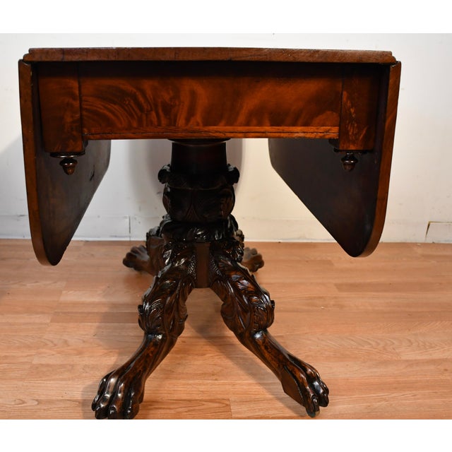 1890s Antique American Empire Mahogany Drop-Leaf Breakfast Table For Sale - Image 12 of 18