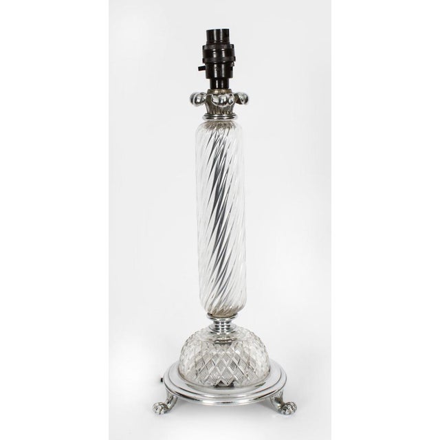 Glass and Silver Plated Table Lamp, Mid-20th Century For Sale - Image 3 of 11