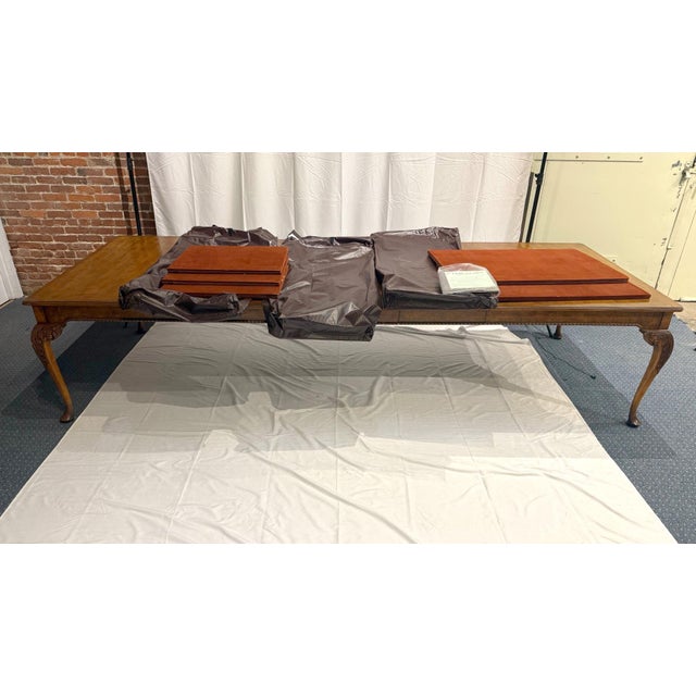 1990s Baker Furniture Stately Homes Walnut Extendable Dining Table For Sale - Image 9 of 12