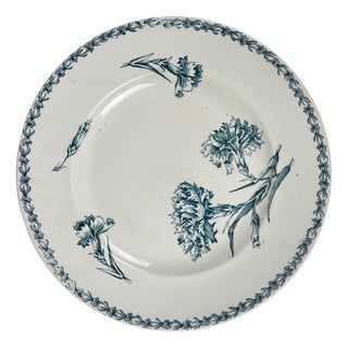 Round Earthenware Oeillet Dish from KG Lunéville, 19th Century For Sale