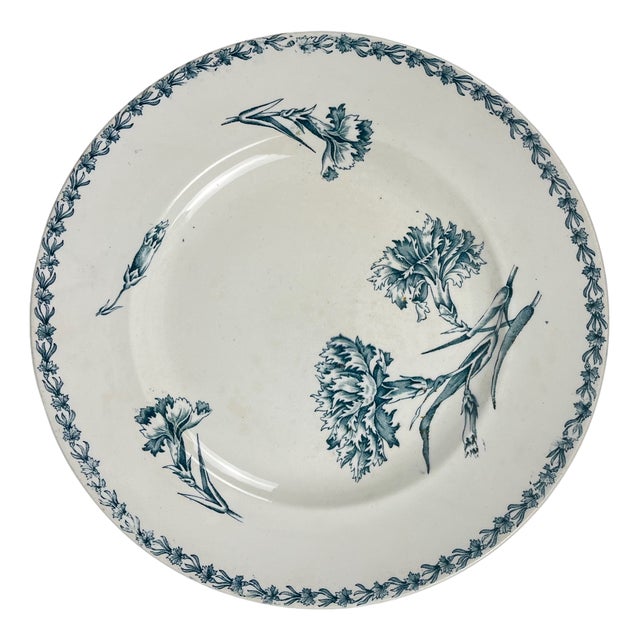 Round Earthenware Oeillet Dish from KG Lunéville, 19th Century For Sale