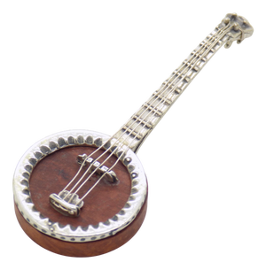 Vintage Italian Handmade Sterling Silver and Wood Mandolin Figurine, 1980s