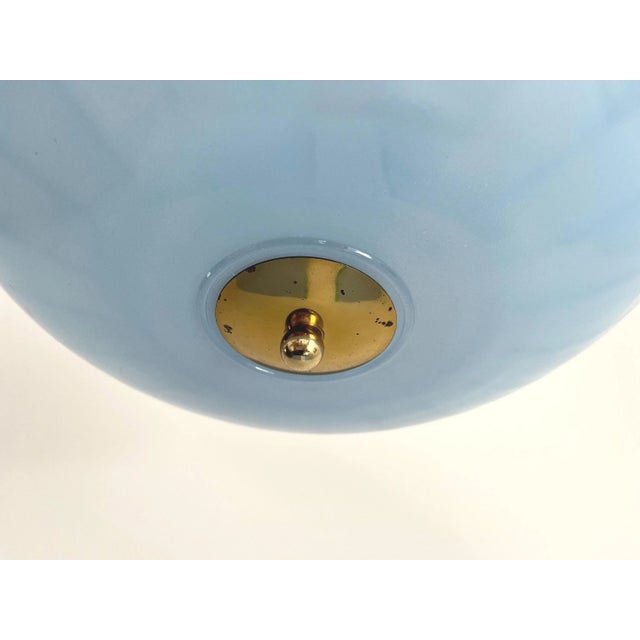 Harmony House 1940s Blue Scalloped Flush Light For Sale - Image 4 of 17