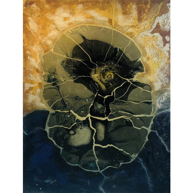 1960s Henri Baviera striking Modernist Abstract Painting Titled 'seisme' by Henri Baviera For Sale - Image 11 of 11