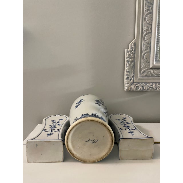 Delft 1920s Delft Blue Three Vase Mantle Set For Sale - Image 4 of 5